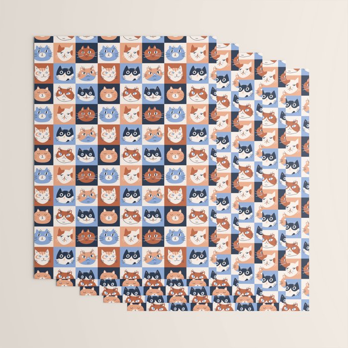 Colorful checkered cat pattern Wrapping Paper Gallery Image 3
