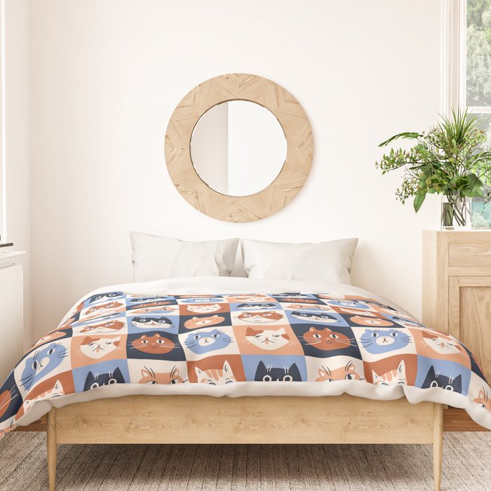 Colorful checkered cat pattern Duvet Cover Gallery Image 3