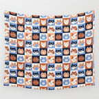 Colorful checkered cat pattern Wall Tapestry Gallery Image 4