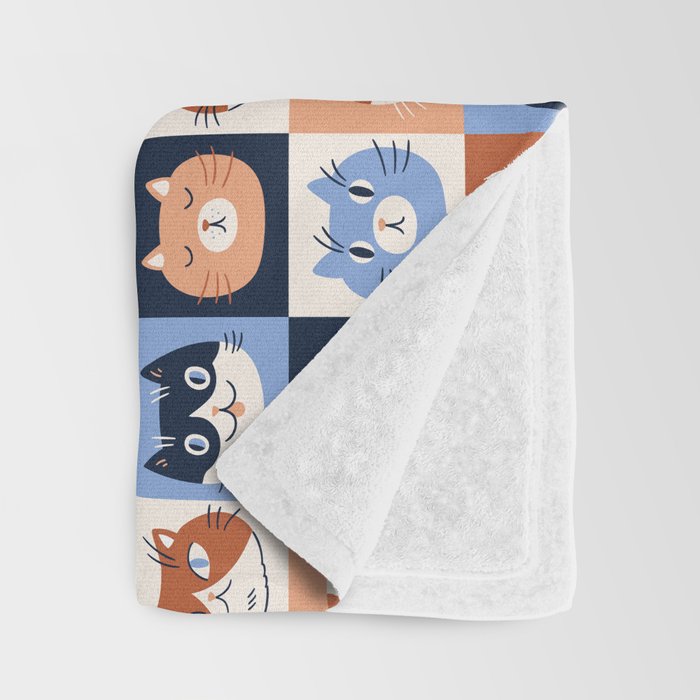 Colorful checkered cat pattern Throw Blanket Gallery Image 3