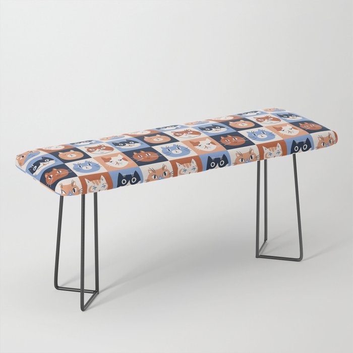 Colorful checkered cat pattern Bench Gallery Image 1