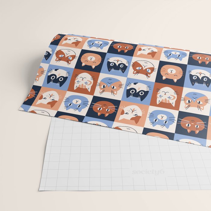 Colorful checkered cat pattern Wrapping Paper Gallery Image 2