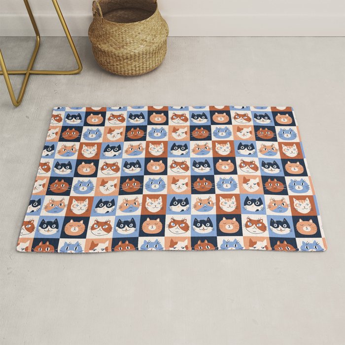 Colorful checkered cat pattern Rug Gallery Image 1