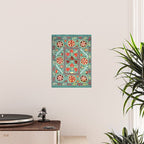 Turquoise Suzani Antique Floral Uzbek Embroidery Print Poster Gallery Image 2