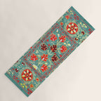 Turquoise Suzani Antique Floral Uzbek Embroidery Print Yoga Mat Gallery Image 1