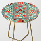 Turquoise Suzani Antique Floral Uzbek Embroidery Print Side Table Gallery Image 2