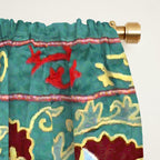 Turquoise Suzani Antique Floral Uzbek Embroidery Print Window Curtain Gallery Image 2