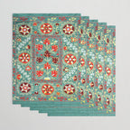 Turquoise Suzani Antique Floral Uzbek Embroidery Print Wrapping Paper Gallery Image 3