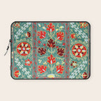 Turquoise Suzani Antique Floral Uzbek Embroidery Print Laptop Sleeve Gallery Image 1