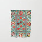 Turquoise Suzani Antique Floral Uzbek Embroidery Print Wall Hanging Gallery Image 1
