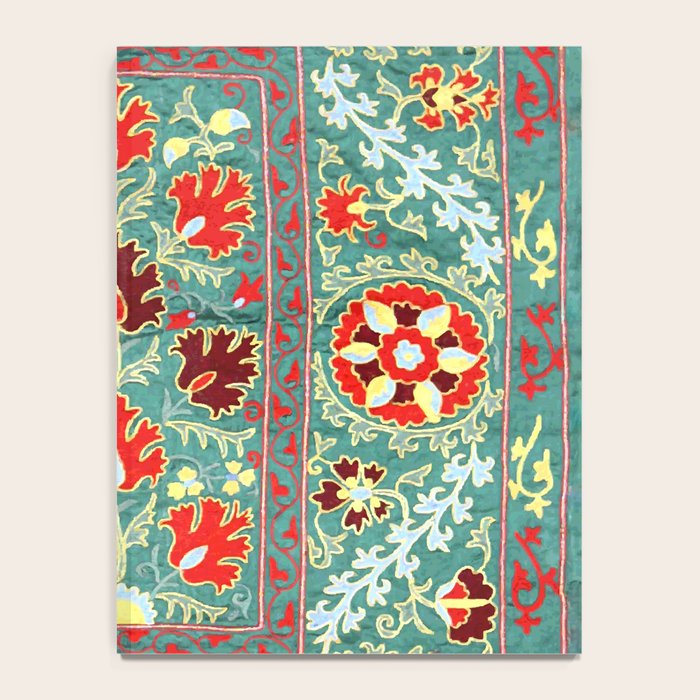Turquoise Suzani Antique Floral Uzbek Embroidery Print Notebook Gallery Image 4