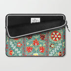 Turquoise Suzani Antique Floral Uzbek Embroidery Print Laptop Sleeve Gallery Image 2