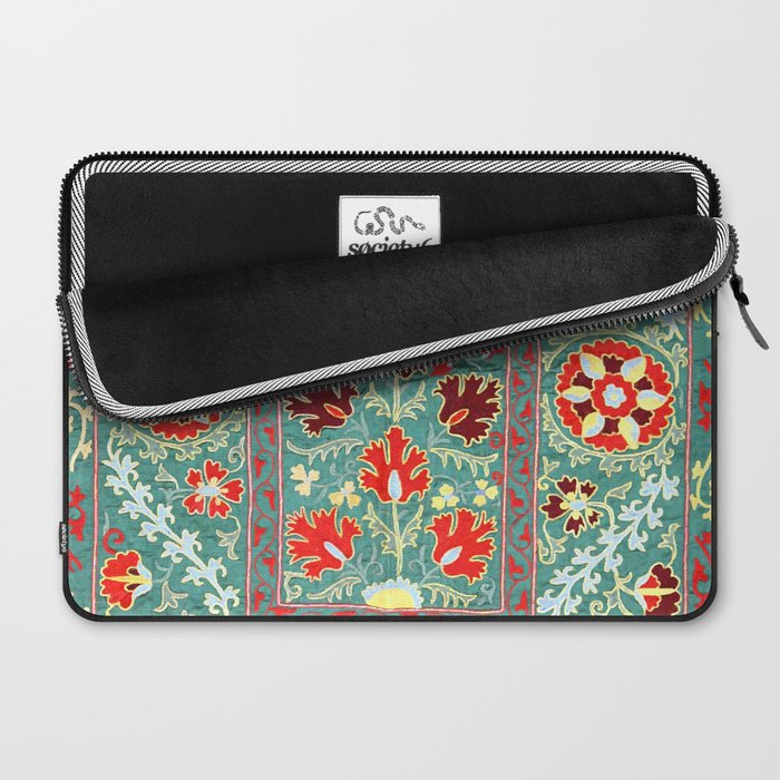 Turquoise Suzani Antique Floral Uzbek Embroidery Print Laptop Sleeve Gallery Image 2