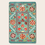 Turquoise Suzani Antique Floral Uzbek Embroidery Print Cutting Board Gallery Image 1