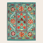 Turquoise Suzani Antique Floral Uzbek Embroidery Print Poster Gallery Image 4