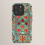 Turquoise Suzani Antique Floral Uzbek Embroidery Print iPhone Case Gallery Image 15