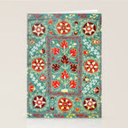 Turquoise Suzani Antique Floral Uzbek Embroidery Print Stationery Card Gallery Image 2