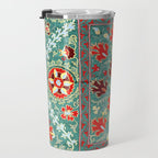 Turquoise Suzani Antique Floral Uzbek Embroidery Print Travel Mug Gallery Image 3