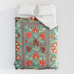Turquoise Suzani Antique Floral Uzbek Embroidery Print Duvet Cover Gallery Image 6