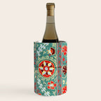 Turquoise Suzani Antique Floral Uzbek Embroidery Print Wine Chiller Gallery Image 2