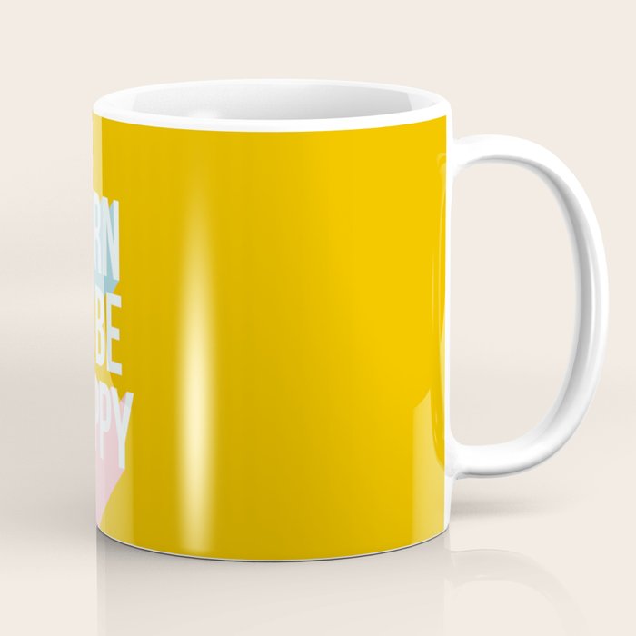 Born to be Happy - Positive Retro Typography  Coffee Mug Gallery Image 1