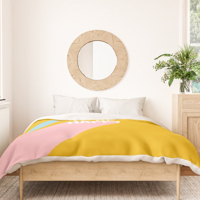 Born to be Happy - Positive Retro Typography  Duvet Cover Gallery Image 3