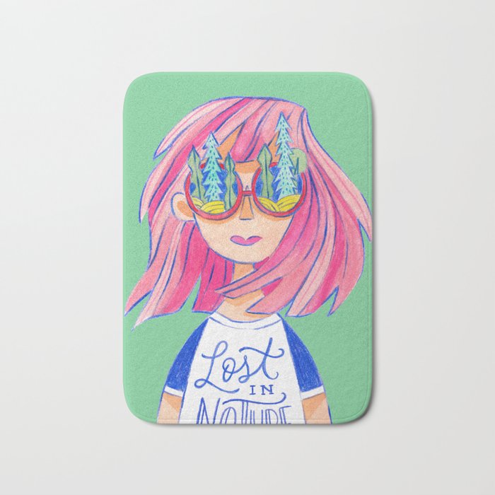 Lost in Nature Girl Portrait Bath Mat Gallery Image 1
