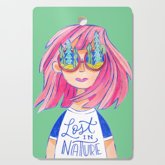 Lost in Nature Girl Portrait Cutting Board Gallery Image 1