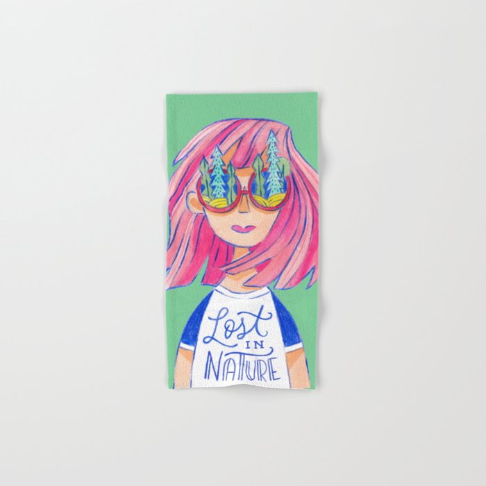 Lost in Nature Girl Portrait Bath Towel Gallery Image 1