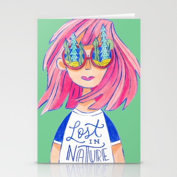 Lost in Nature Girl Portrait Stationery Card Gallery Image 2