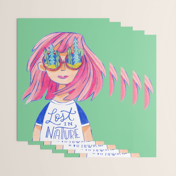 Lost in Nature Girl Portrait Wrapping Paper Gallery Image 3