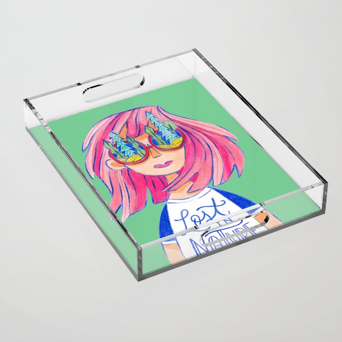 Lost in Nature Girl Portrait Acrylic Tray Gallery Image 1