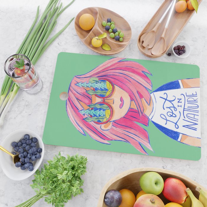 Lost in Nature Girl Portrait Cutting Board Gallery Image 2