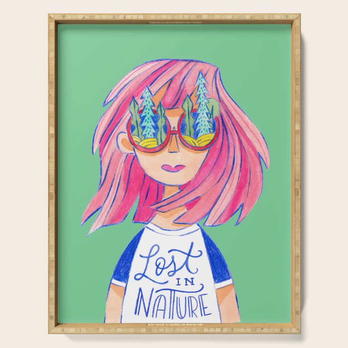 Lost in Nature Girl Portrait Serving Tray Gallery Image 1