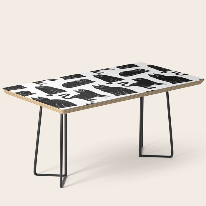 Funny black cat animal cartoon pattern Coffee Table Gallery Image 1