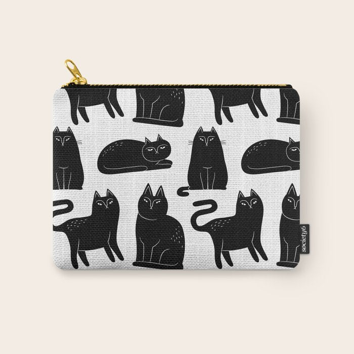 Funny black cat animal cartoon pattern Carry All Pouch Gallery Image 1