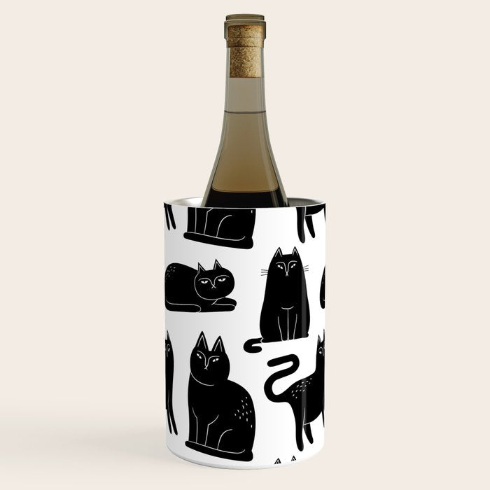 Funny black cat animal cartoon pattern Wine Chiller Gallery Image 1