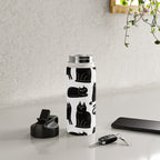Funny black cat animal cartoon pattern Water Bottle Gallery Image 4