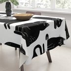 Funny black cat animal cartoon pattern Tablecloth Gallery Image 3