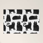Funny black cat animal cartoon pattern Welcome Mat Gallery Image 1