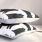 Funny black cat animal cartoon pattern Pillow Sham Gallery Image 3