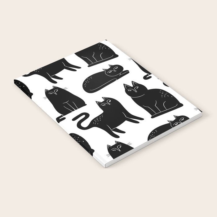 Funny black cat animal cartoon pattern Notebook Gallery Image 1