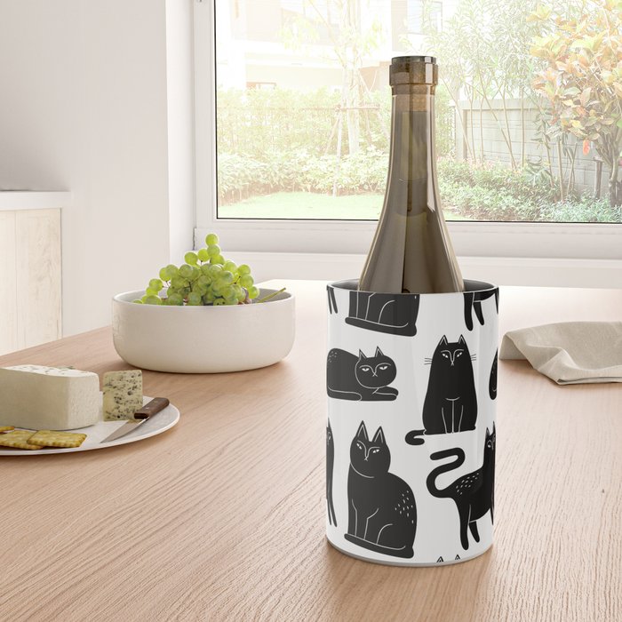 Funny black cat animal cartoon pattern Wine Chiller Gallery Image 4
