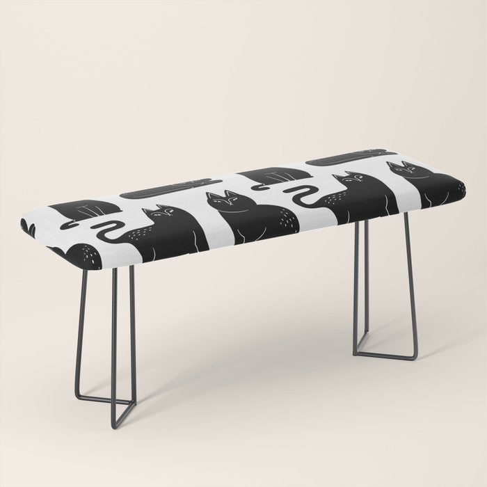 Funny black cat animal cartoon pattern Bench Gallery Image 1