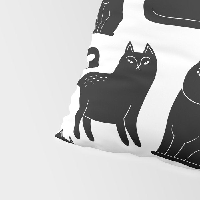 Funny black cat animal cartoon pattern Pillow Sham Gallery Image 4