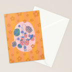 Sweet Strawberry Plant Friends in Peach & Orange Stationery Card Gallery Image 2
