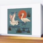 Cranes Wading At Sunset Wall Mural Gallery Image 2