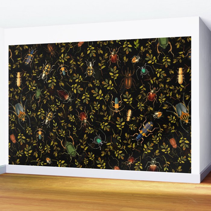 Vintage Mystic Night Beetle And Bugs Dance  Wall Mural Gallery Image 2
