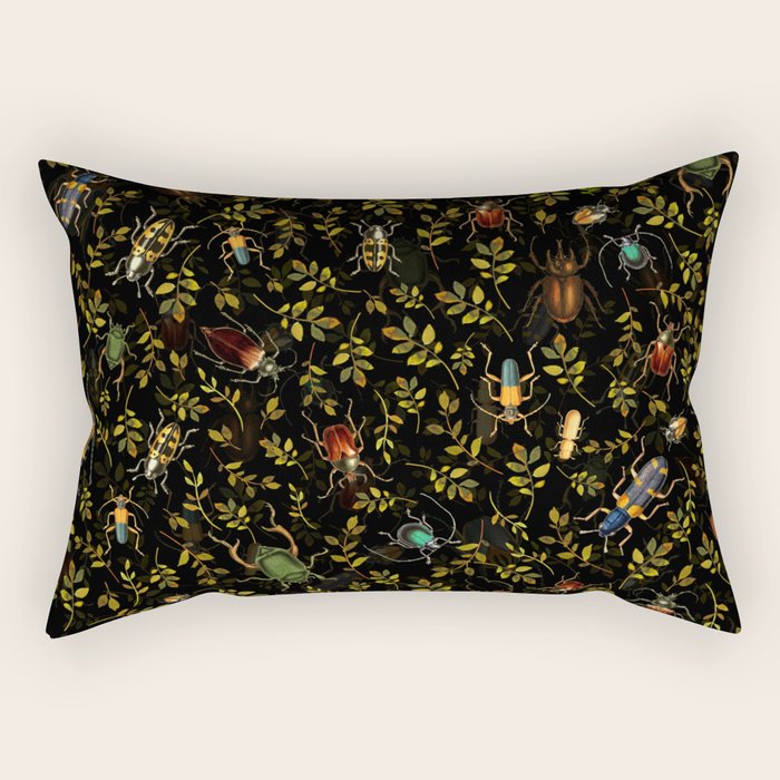 Vintage Mystic Night Beetle And Bugs Dance  Rectangular Pillow Gallery Image 2