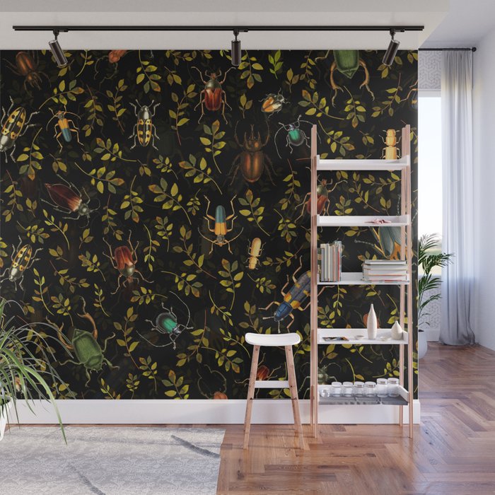 Vintage Mystic Night Beetle And Bugs Dance  Wall Mural Gallery Image 1